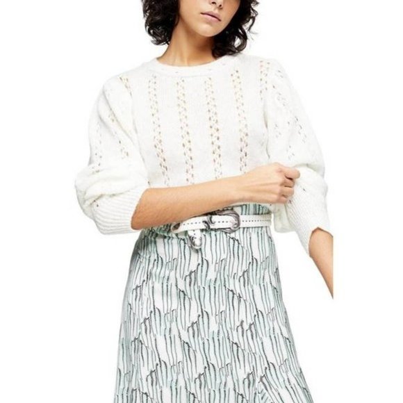 Topshop Sweaters - Topshop Idol Pointelle Cream Women's Pullover Crew Sweater Size: Medium NWOT